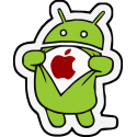 Android (Андроид) с эмблемой Apple (Эпл)